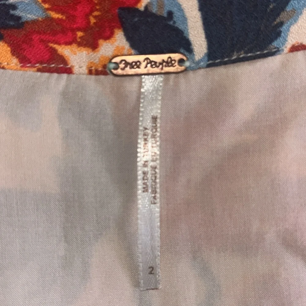 Free People Spring Floral Plunge Mini Dress Size 2 - Picture 11 of 12